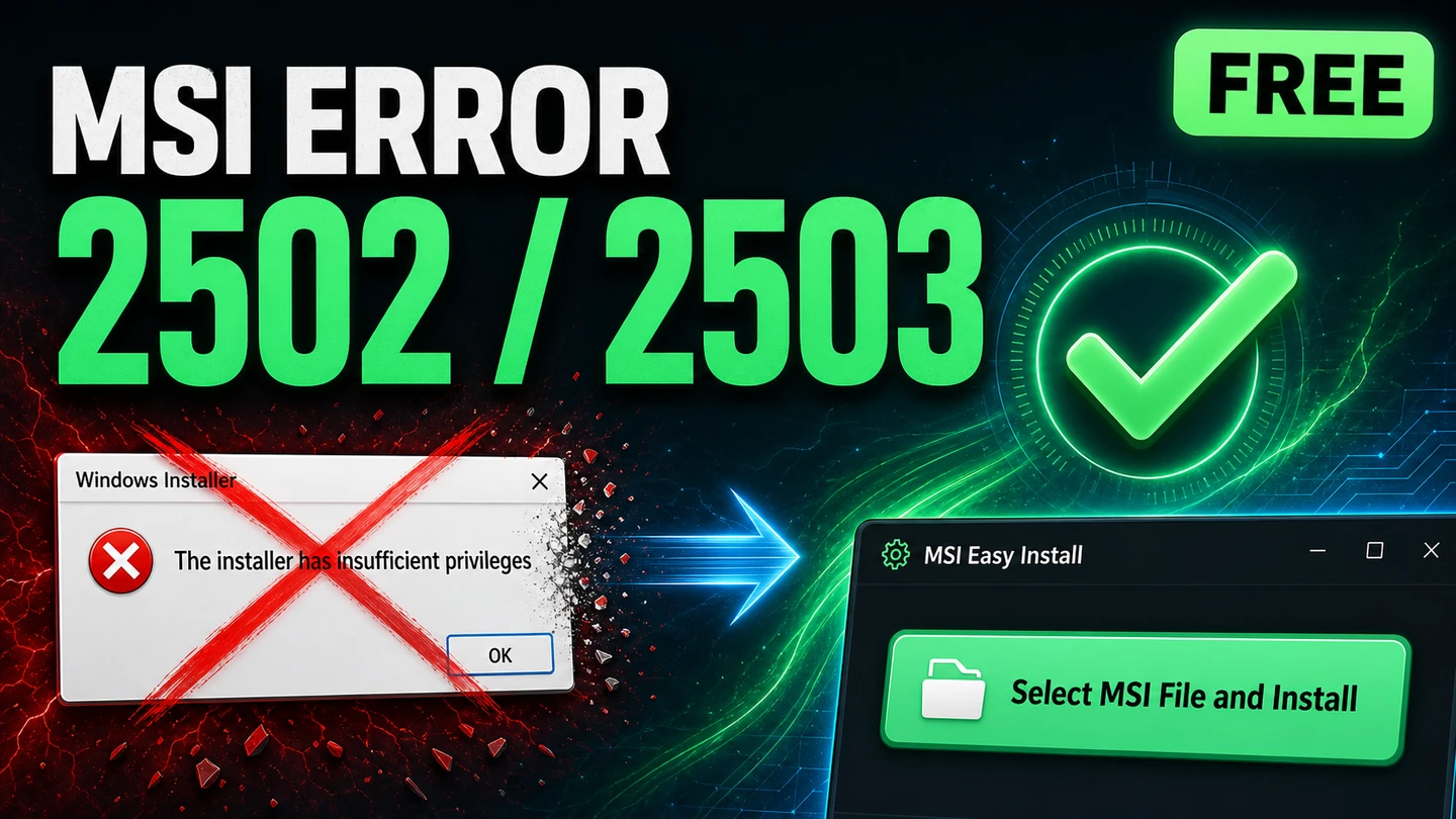 MSI Easy Install - fix Windows installer errors 2502 and 2503