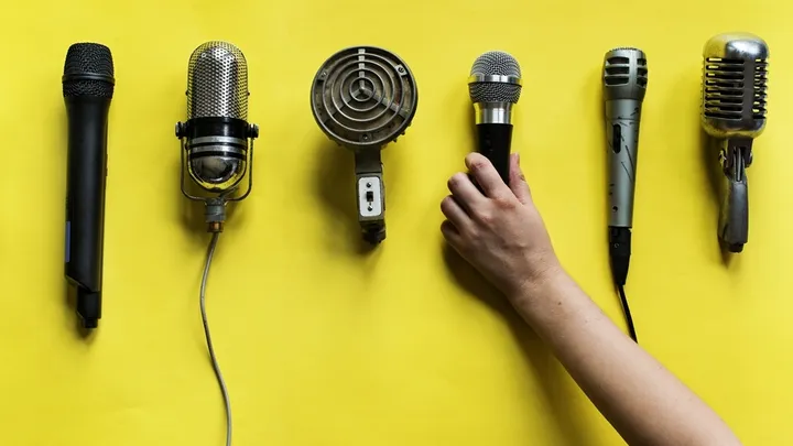 A collection of microphones laid out for comparison